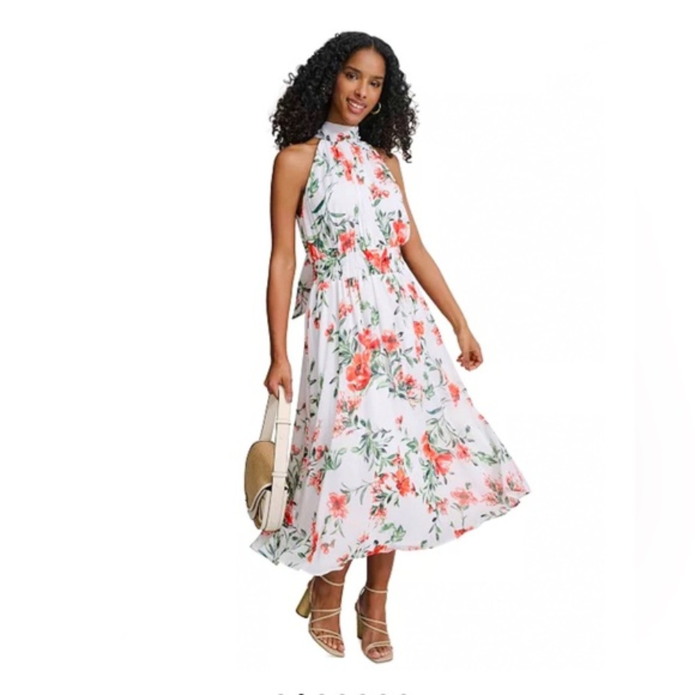 Brand New Calvin Klein Women’s Floral A-Line Halter Dress, Size 10 Petite, NWT